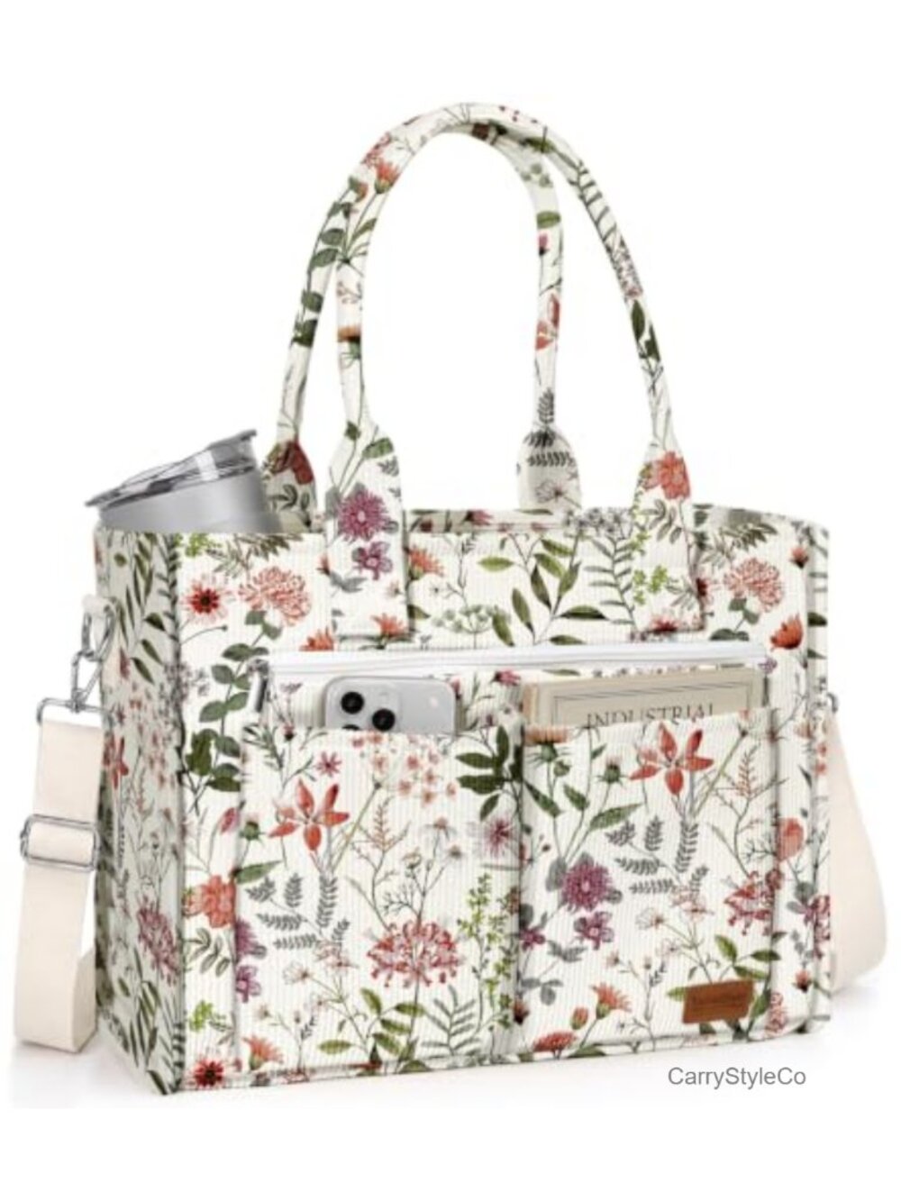 Corduroy Structured Tote Bag Large Crossbody Laptop Bag